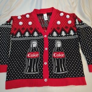 Coca Cola Black and Red Holiday Cardigan